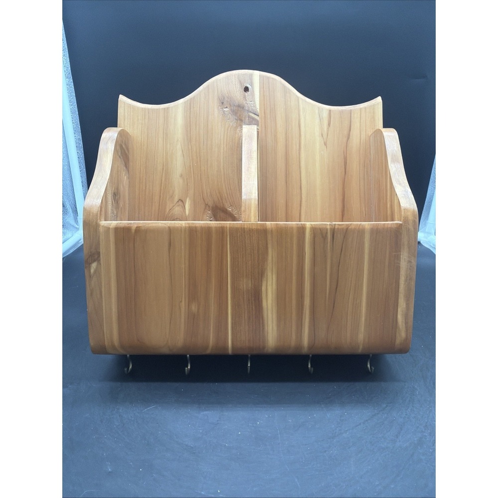 Vtg Wood Wall Hanging Letter Mail Key Holder Organizer Rustic Hand Made Cottage